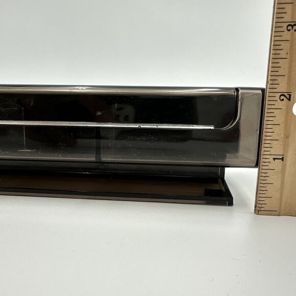 1980s Plastic Black with Faux Wood Desk Caddy Clear Smoke Organizer Hong Kong - Picture 5 of 9